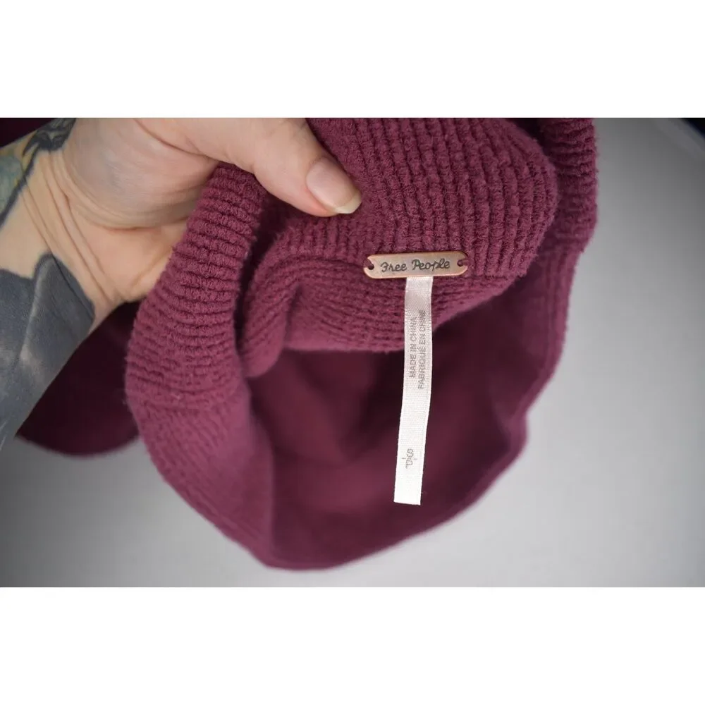 Free People Slouchy Tunic Sweater/Sweatshirt Burgundy Turtleneck Womens Small